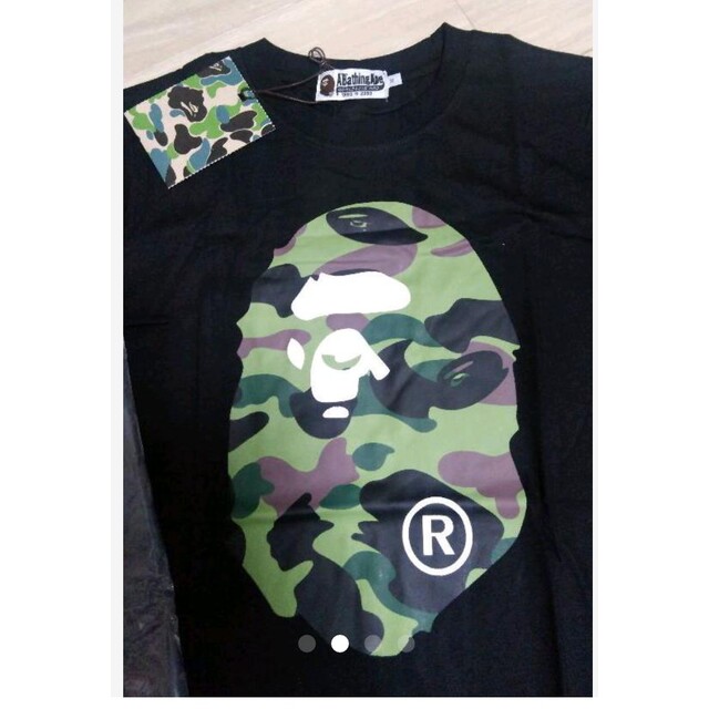 新品　タグ付　A BATHING APE　エイプ　ゴリラ　黒　カモフラ　柄　緑