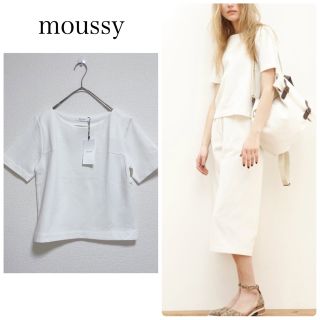 マウジー(moussy)の【新品タグ付】moussy半袖カットソー　シンプル　白　フリーサイズ(カットソー(半袖/袖なし))