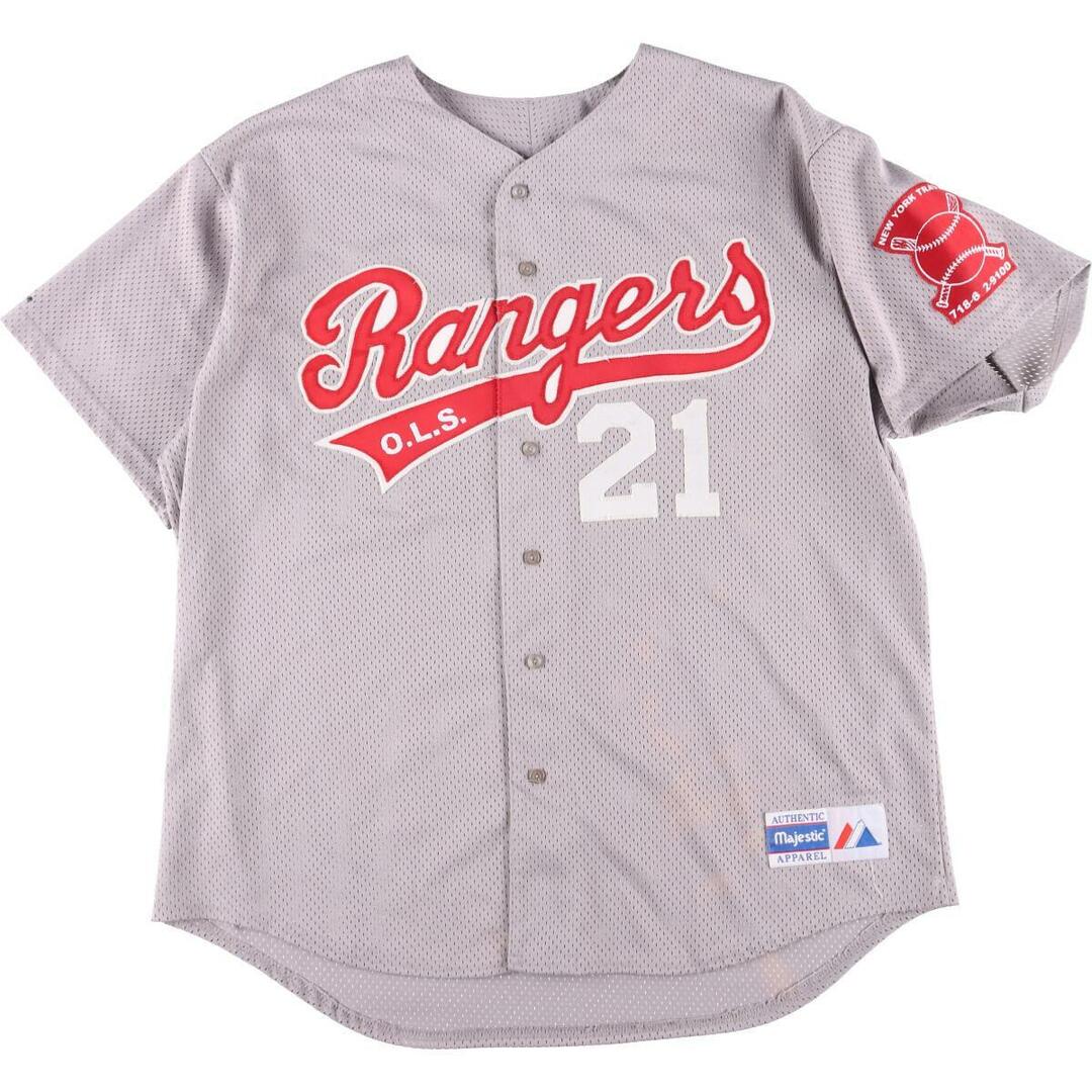 マジェスティック Majestic MLB TEXAS RANGERS テキサス レンジャーズ ゲームシャツ ベースボールシャツ USA製 メンズXL /eaa323448