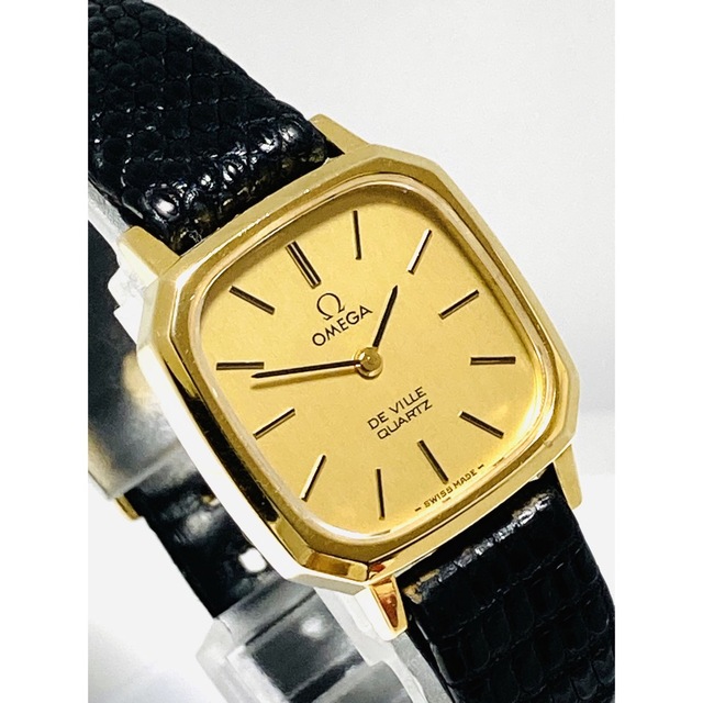 美品! OMEGA オメガ デビル ゴールド 電池新品 純正ベルト