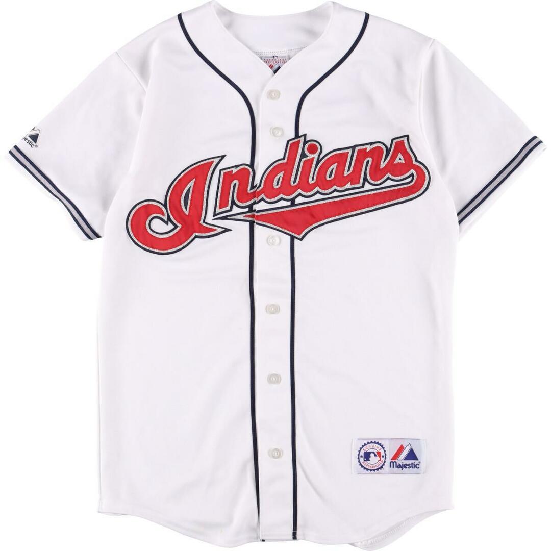 マジェスティック Majestic MLB CLEVELAND INDIANS クリーブランドインディアンス ゲームシャツ ベースボールシャツ USA製 メンズM /eaa323440