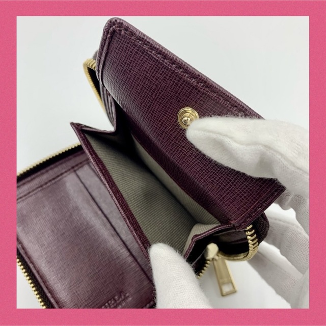 FURULA 財布 ワインレッド ゴールド 二つ折り フルラ