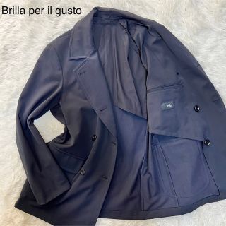 ブリッラペルイルグースト(Brilla per il gusto)の【美品】ブリッラペルイルグスト ダブルブレスト ジャケット 紺 46 M位(テーラードジャケット)