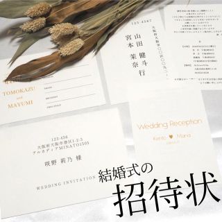 結婚式　ペーパーアイテム　招待状　返信はがき　芳名カード　ゲストカード　家族婚(その他)