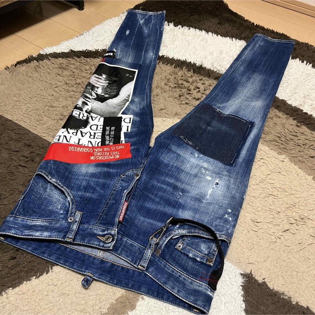 DSQUARED2 プリントダメージ加工デニム バルマン バイカー AKM