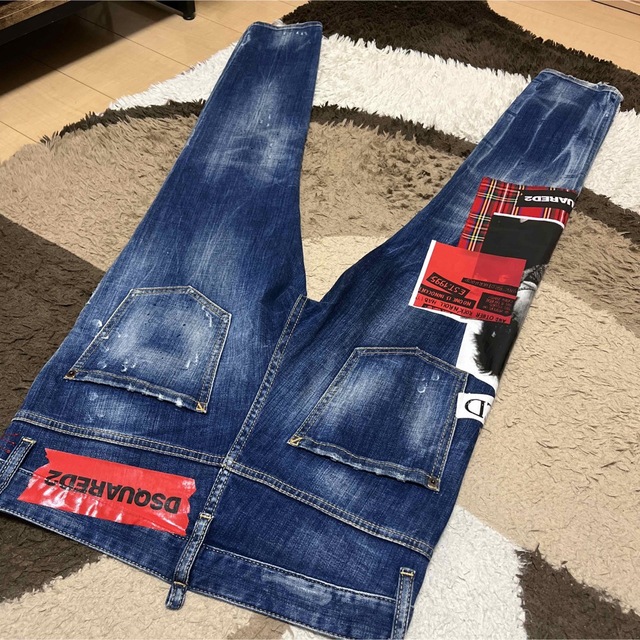 DSQUARED2 プリントダメージ加工デニム バルマン バイカー AKM