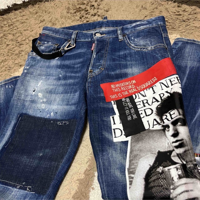 DSQUARED2 プリントダメージ加工デニム バルマン バイカー AKM