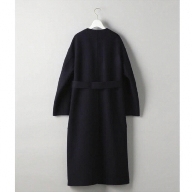 UNITED ARROWS UGCB ダブルフェイス ノーカラーコート ネイビー