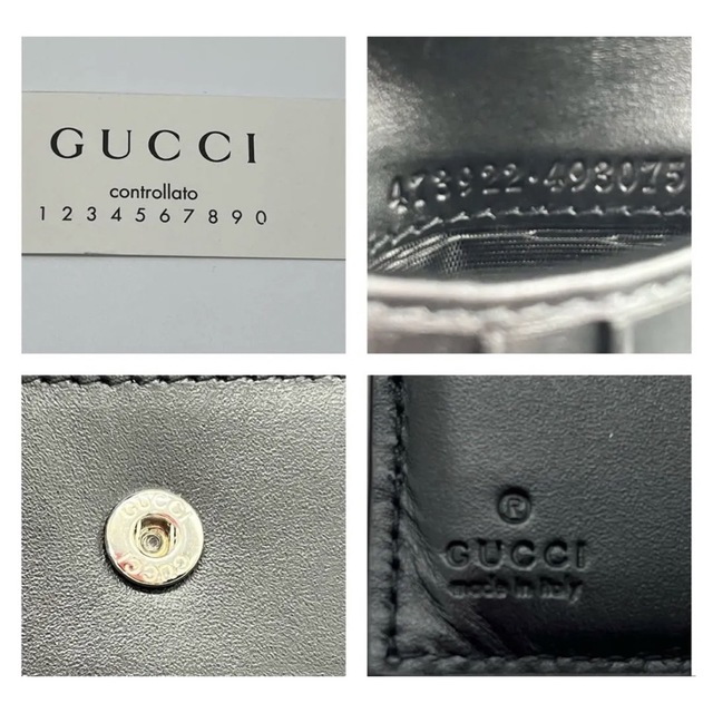 GWセール 超美品 GUCCI グッチ シマ 折り財布 二つ折り ブラック 注目