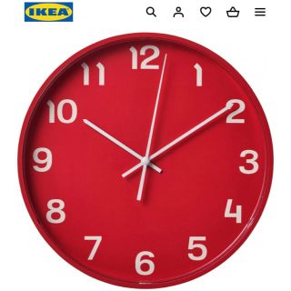 イケア(IKEA)のIKEA イケア　プルッティス ウォールクロック　レッド　28 cm(掛時計/柱時計)