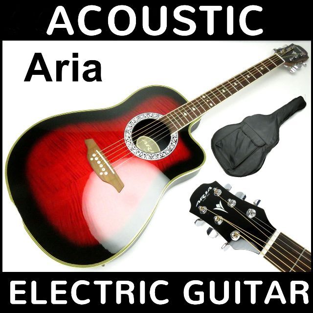ARIA アリア 虎杢 激渋 エレアコ ケース付 アコースティックギター アコギ
