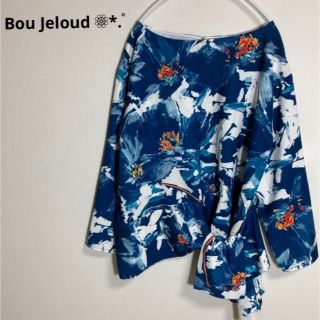 ブージュルード(Bou Jeloud)のBou Jeloud カットソー ブルー 総柄 花柄 秋冬(カットソー(長袖/七分))