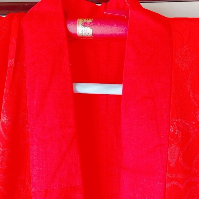着物  レトロ　材料 リメイク 女性　赤　3月まで 5