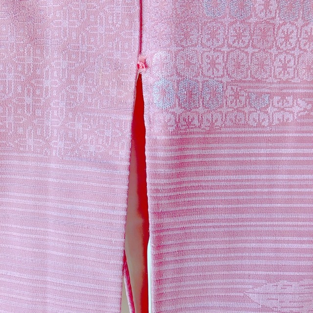 着物  レトロ　材料 リメイク 女性　ピンク　3月まで 7