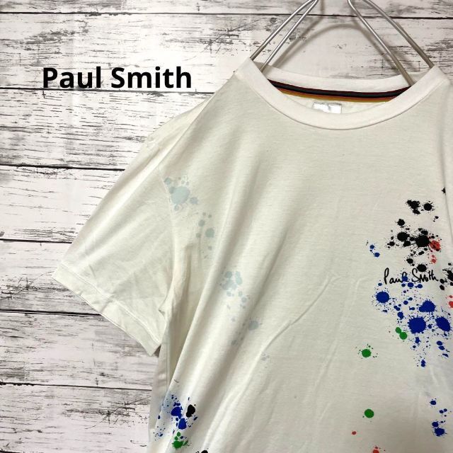 Paul Smith ペイント Tシャツ アート ホワイト 総柄 白 お洒落