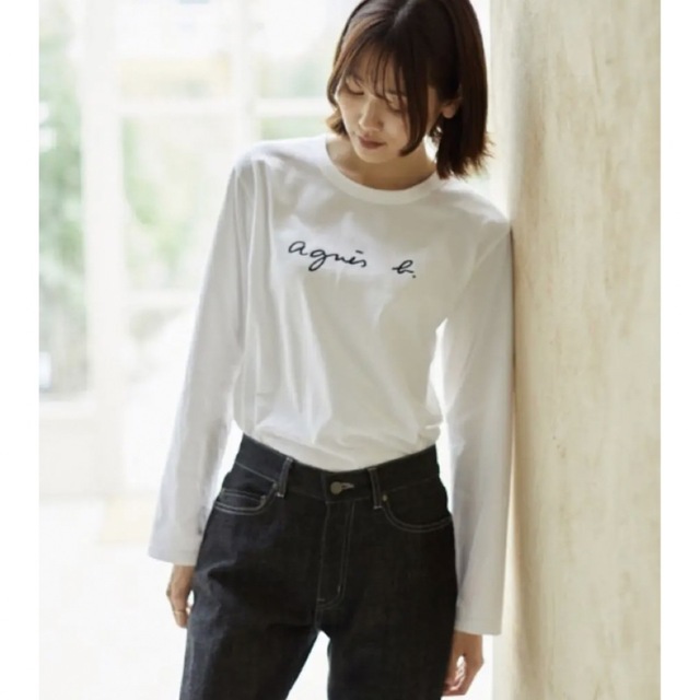 agnes b.(アニエスベー)のアニエスベー　ロンT ロゴ　ホワイト　S レディースのトップス(Tシャツ(長袖/七分))の商品写真