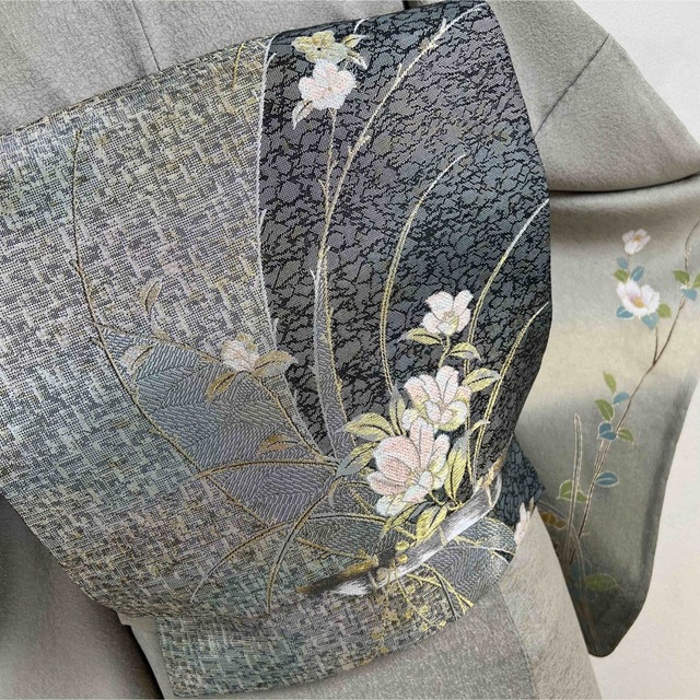 未使用品【花々】西陣織　袋帯　正絹 s765 レディースの水着/浴衣(着物)の商品写真