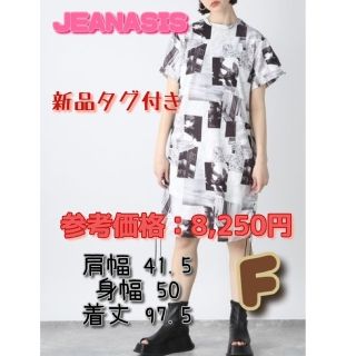 ジーナシス(JEANASIS)の只今値下げ中【JEANASIS】新品タグ付BIGデザインTワンピース サイズF(ひざ丈ワンピース)