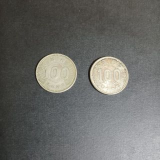 稲100円銀貨2枚(貨幣)