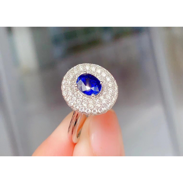 天然 ロイヤルブルーサファイア ダイヤ リング1.04ct k18 f