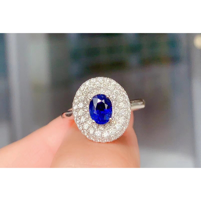 天然 ロイヤルブルーサファイア ダイヤ リング0.46ct k18 f