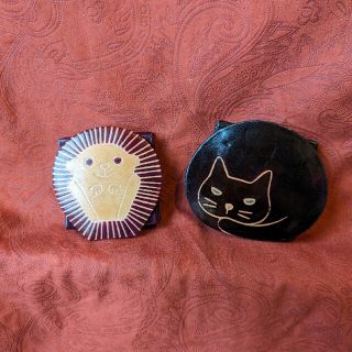 新品★革のお財布  ハリネズミと猫のセット(財布)