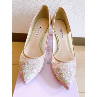 DIANA ダイアナ 花柄刺繍 パンプス 23.5cm-