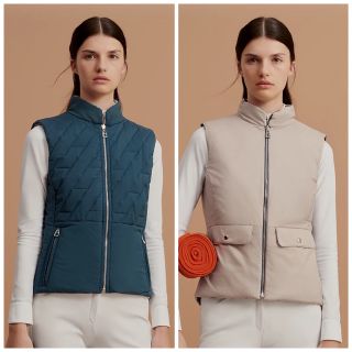 Hermes - 2023 エルメス  ジレ　ベスト　リバーシブル ネイビー　ベージュ　ダウン