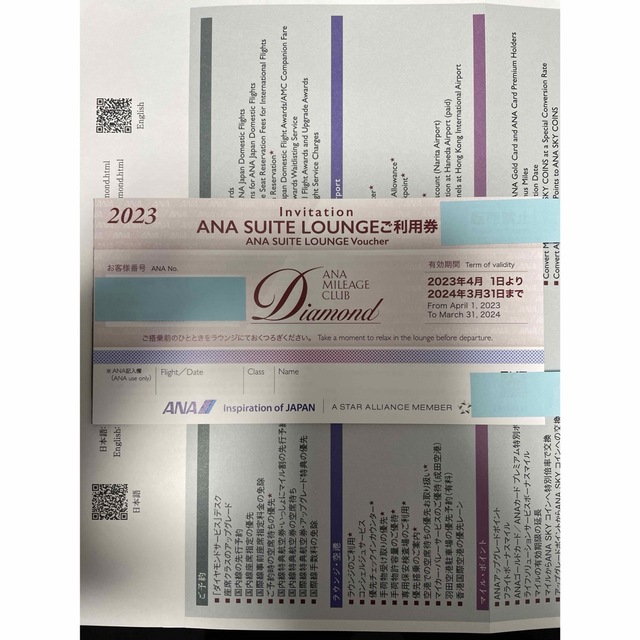 くすみ水色 ANA SUITE LOUNGE スイートラウンジ ご利用券２枚セット