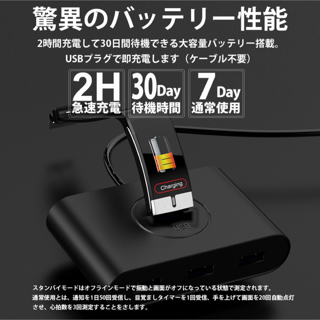 スマートウォッチ 高品質 活動量計 24時間自動計測 着信 メール★血中酸素 メンズの時計(腕時計(デジタル))の商品写真