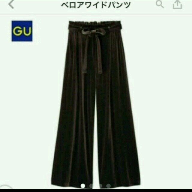 GU(ジーユー)の未使用♥ベロアパンツブラウンSサイズ レディースのパンツ(カジュアルパンツ)の商品写真