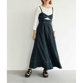 ランダ(RANDA)の【NAVY】ステッチデザインカットアウトワンピース(ロングワンピース/マキシワンピース)