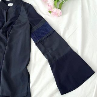 mame - Mame Kurogouchi 刺繍スキッパーブラウス マメクロゴウチ 紺 ...