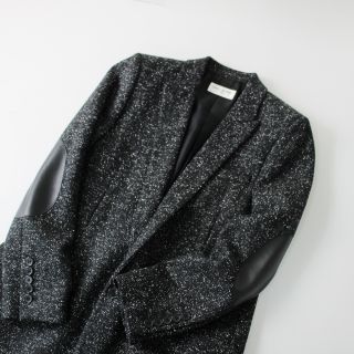 14aw サンローラン パリ レザー エルボーパッチ テーラード ジャケット◆８