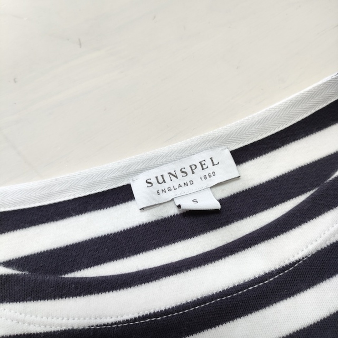 SUNSPEL(サンスペル)のSUNSPEL MEN’S SUVIN GIZA STRIPE コットン ボーダー サイズS 長袖Ｔシャツ ネイビー ホワイト メンズ サンスペル【中古】3-0311M△ メンズのトップス(Tシャツ/カットソー(七分/長袖))の商品写真