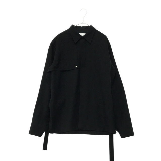 JIL SANDER ジルサンダー 19AW ベルテッド 比翼ボタン 長袖シャツ ブラック JSMP742028