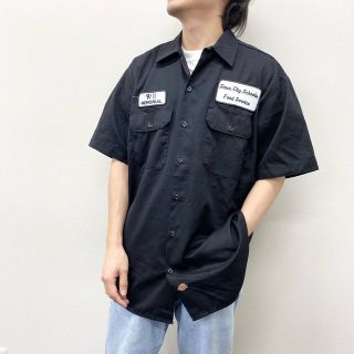 ディッキーズ(Dickies)の【中古】ディッキーズ Dickies ワークシャツ 半袖 9/11 MEMORIAL ワッペン サイズ：L ブラック 古着 中古 mellow ゆうパケット対応(シャツ)