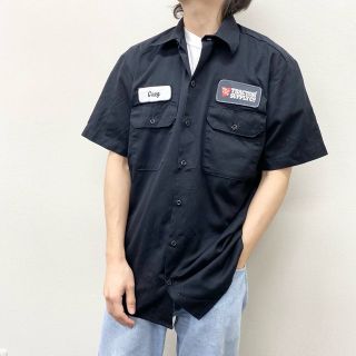 ディッキーズ(Dickies)の【中古】ディッキーズ Dickies ワークシャツ 半袖 企業 ワッペン サイズ：M ブラック 古着 中古 mellow ゆうパケット対応(シャツ)