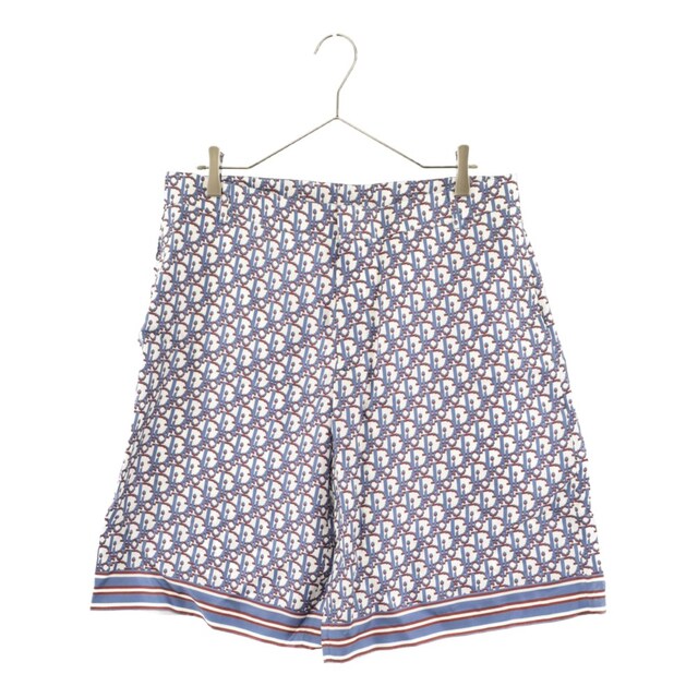 DIOR ディオール 20SS OBLIQUE PIXEL BERMUDA SHORTS オブリーク ピクセル バミューダショーツ シルク ハーフパンツ 013C121A4751 ホワイト/ブルー