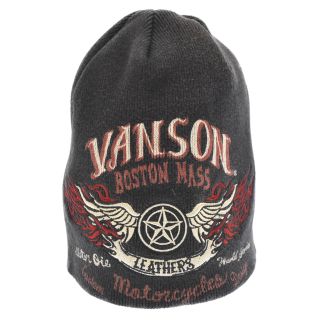 バンソン(VANSON)のVANSON バンソン フライングスター ビーニー ニット帽 ブラック(ニット帽/ビーニー)