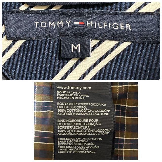 TOMMY HILFIGER(トミーヒルフィガー)のトミーヒルフィガー ステンカラーコート スプリングコート M 紺 ワンポイント レディースのジャケット/アウター(スプリングコート)の商品写真
