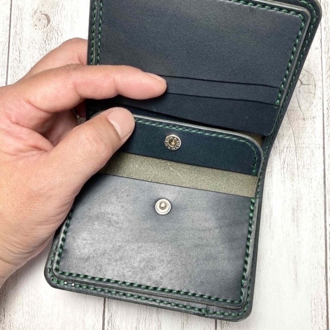 本革総手縫い 二つ折り財布 / レザー ショートウォレット 【あすつく