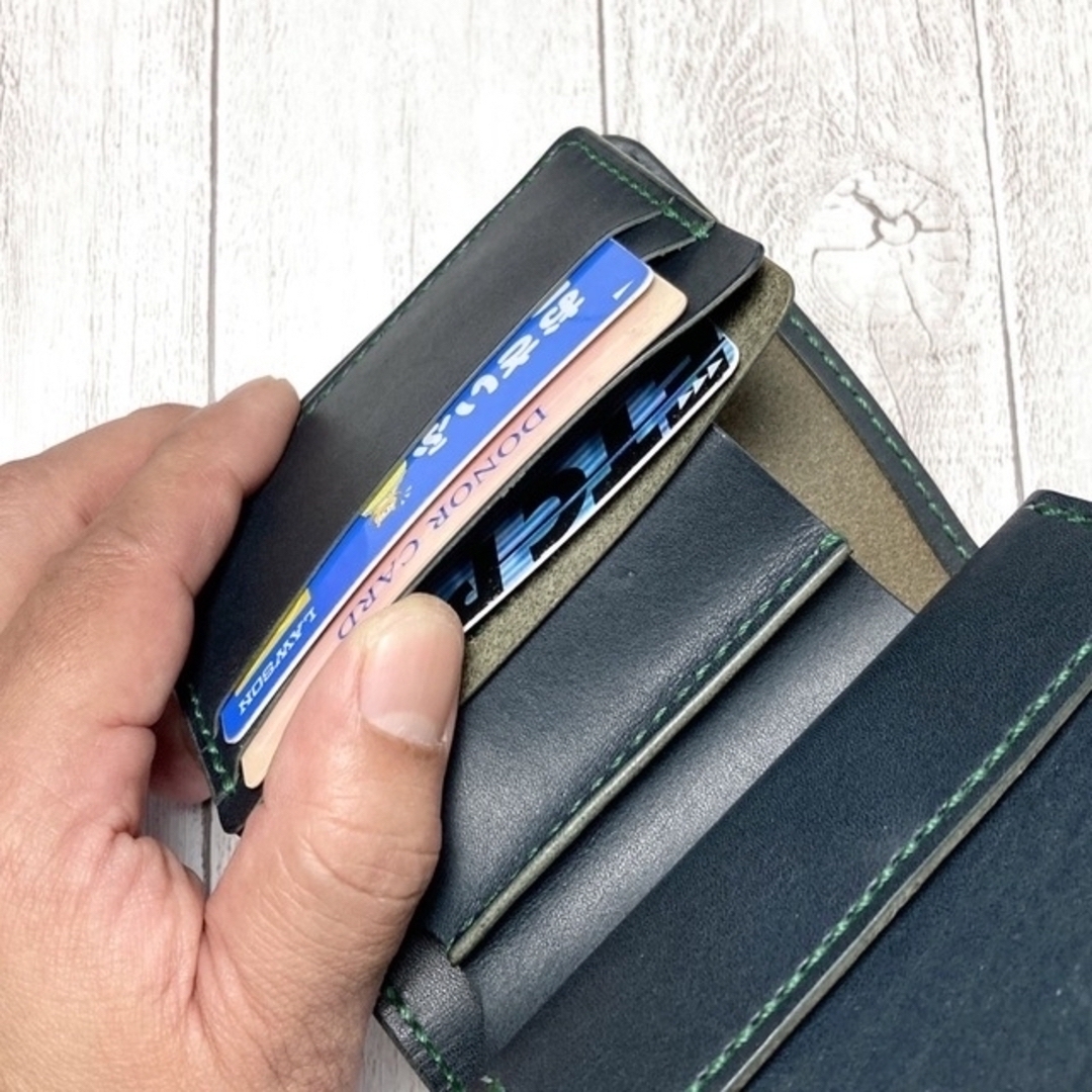 本革総手縫い 二つ折り財布 / レザー ショートウォレット 新作 minut2.me