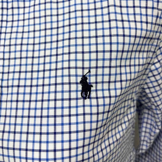 POLO RALPH LAUREN(ポロラルフローレン)の新品 ポロラルフローレン ギンガムチェックシャツ ボーイズMサイズ L.ブルー レディースのトップス(シャツ/ブラウス(長袖/七分))の商品写真