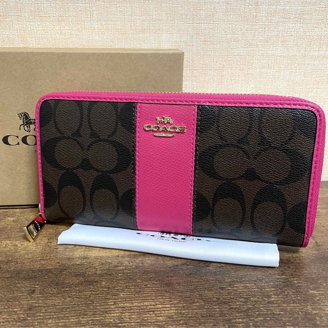 新品 COACH コーチ F52859 シグネチャー ラウンドファスナー 長財布 - 財布