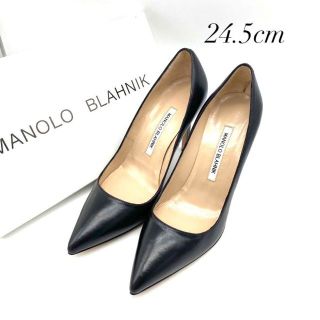 マノロブラニク(MANOLO BLAHNIK)の✨新品未使用✨マノロブラニク 24.5cm レザー ブラック ピンヒール(ハイヒール/パンプス)