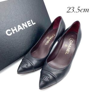 シャネル(CHANEL)の✨極美品✨シャネル 23.5cm レザー 黒 ココマーク ハイヒール(ハイヒール/パンプス)