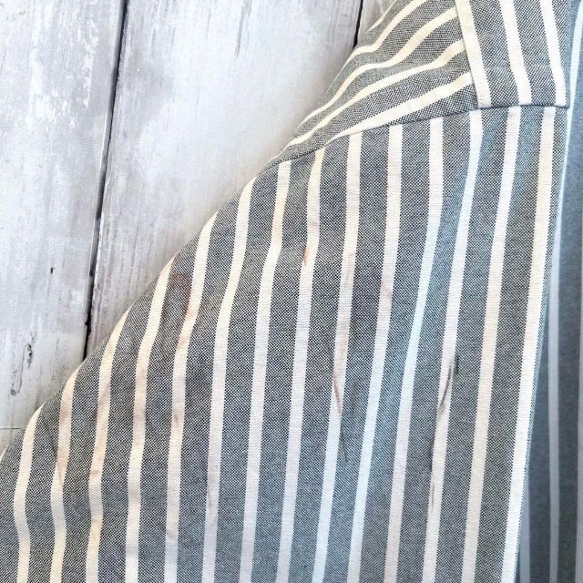 Ralph Lauren(ラルフローレン)の90sヴィンテージ　ラルフローレンカラーポロ刺繍ストライプBDシャツサイズM緑白 メンズのトップス(シャツ)の商品写真