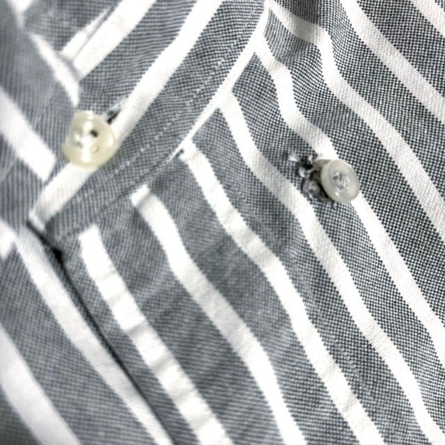Ralph Lauren(ラルフローレン)の90sヴィンテージ　ラルフローレンカラーポロ刺繍ストライプBDシャツサイズM緑白 メンズのトップス(シャツ)の商品写真