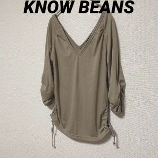 2142 KNOW BEANS トップス カットソー 袖くしゅ 6分袖(カットソー(長袖/七分))